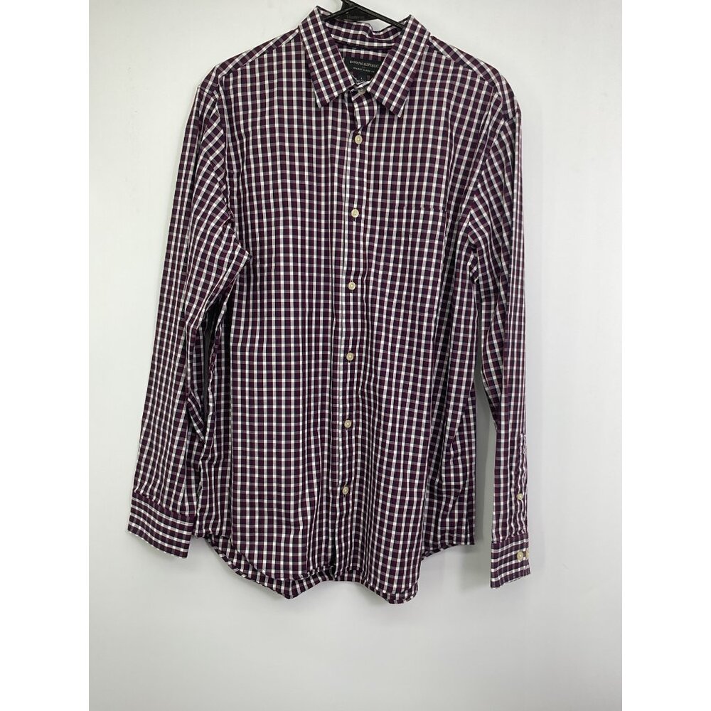 Banana Republic Mens Non-Iron Classic Fit Checkered Shirt L